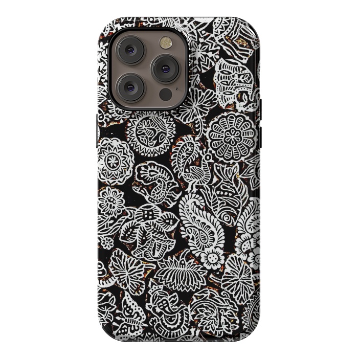iPhone 14 Pro max StrongFit Black and white pattern by Winston