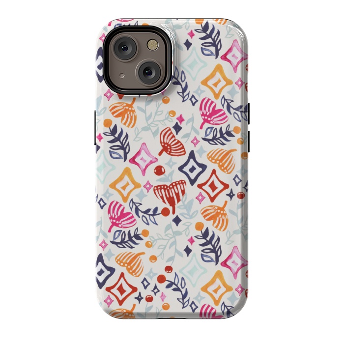 iPhone 14 StrongFit Christmas Abstract Ginkgo & Berry Pattern  by Tigatiga