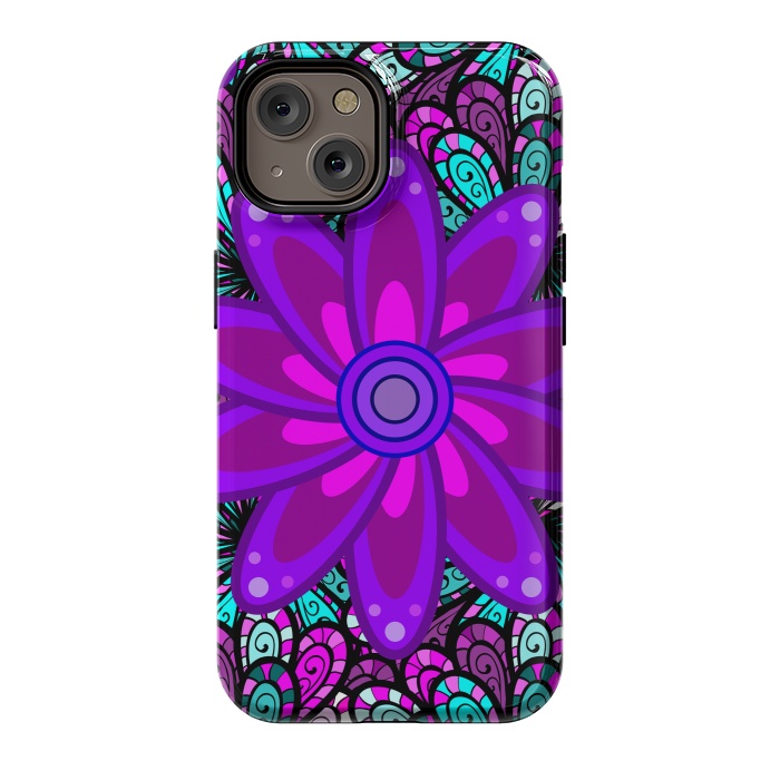 iPhone 14 StrongFit Mandala in Purple and Aquamarine by ArtsCase