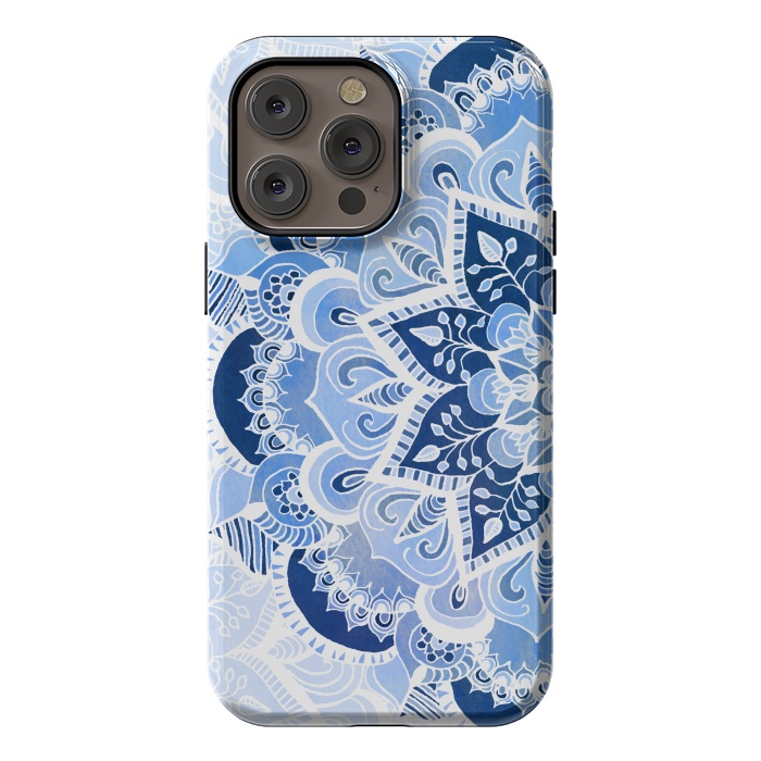 iPhone 14 Pro max StrongFit Blue Lace Mandala by Tangerine-Tane