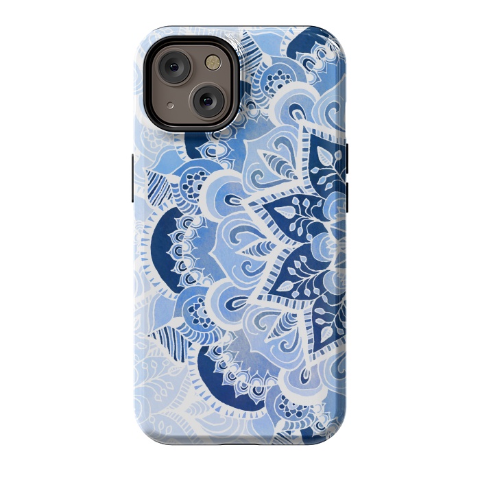 iPhone 14 StrongFit Blue Lace Mandala by Tangerine-Tane