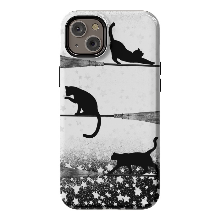 iPhone 14 Plus StrongFit black cats flying on witch brooms by Oana 