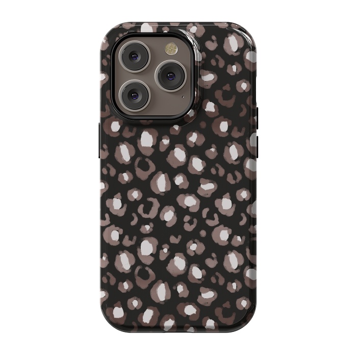 iPhone 14 Pro StrongFit Brown leopard spots pattern by Oana 
