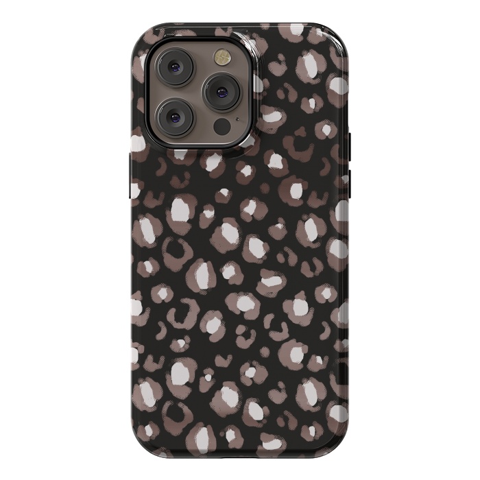 iPhone 14 Pro max StrongFit Brown leopard spots pattern by Oana 
