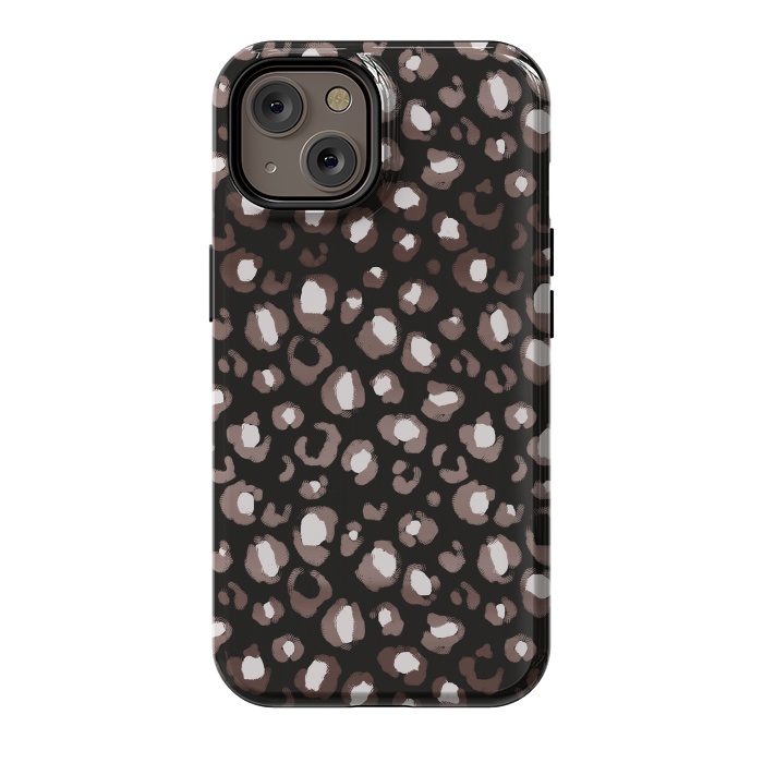 iPhone 14 StrongFit Brown leopard spots pattern by Oana 