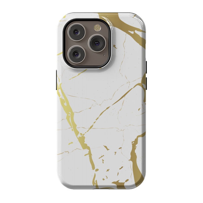 iPhone 14 Pro StrongFit Marble Design With Gold Lines by ArtsCase