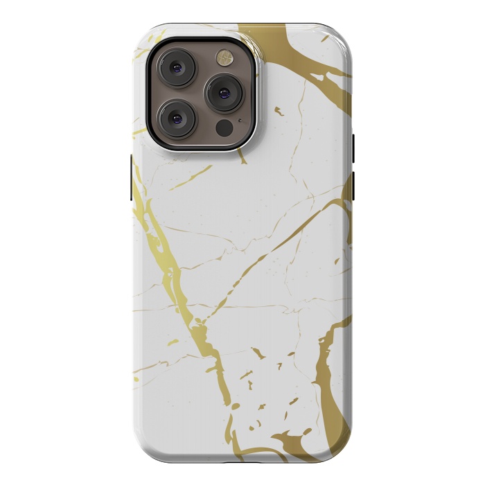 iPhone 14 Pro max StrongFit Marble Design With Gold Lines by ArtsCase
