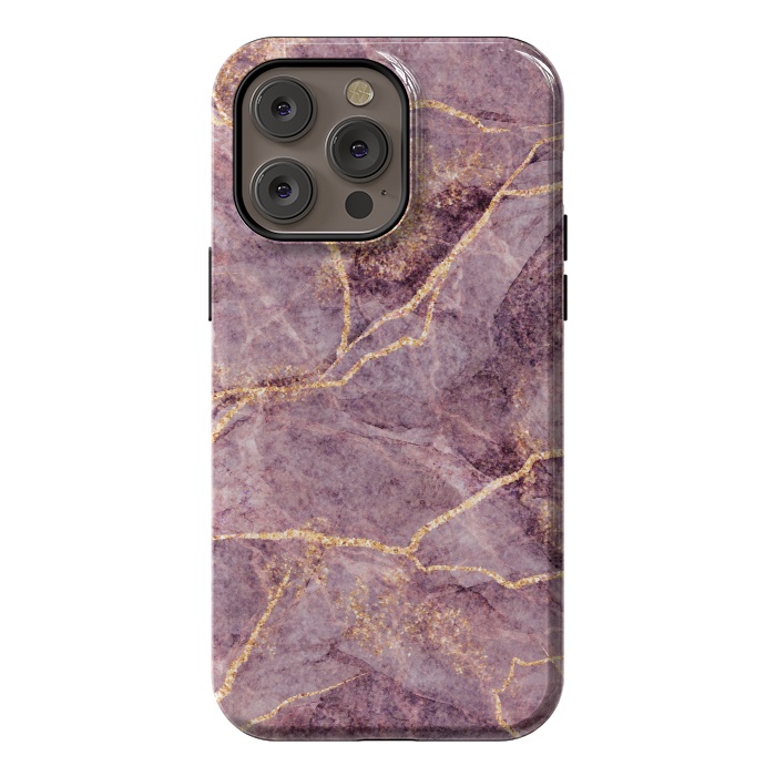 iPhone 14 Pro max StrongFit Pink Marble with Gold fake Glitter by ArtsCase