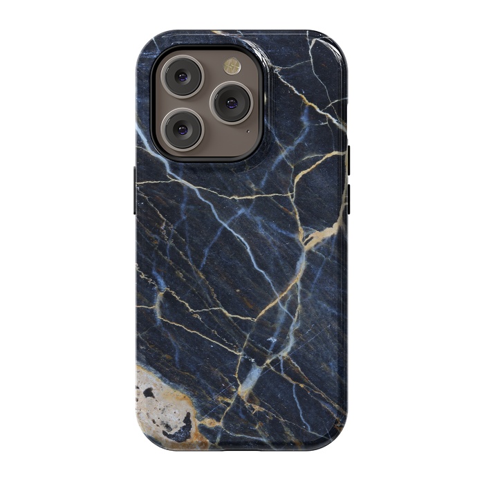 iPhone 14 Pro StrongFit Structure Marble of Dark Gray Blue by ArtsCase