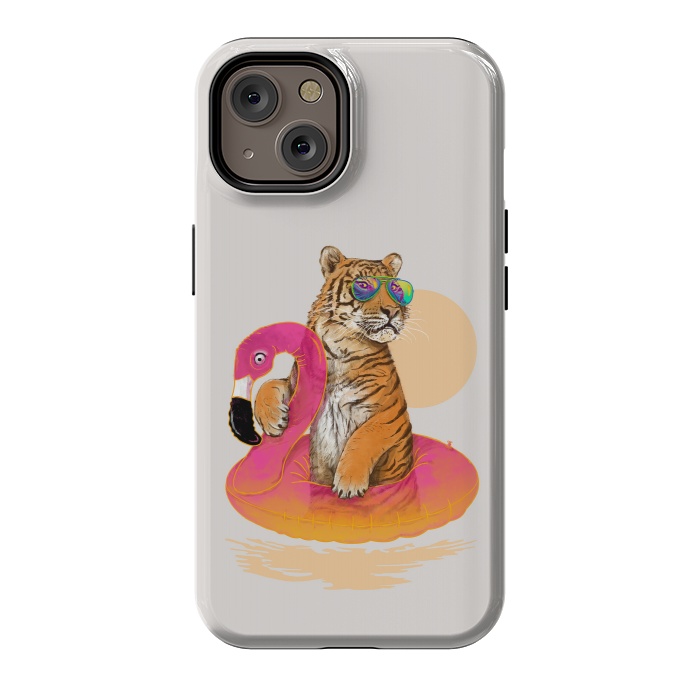 iPhone 14 StrongFit Chillin Flamingo Tiger by 38 Sunsets