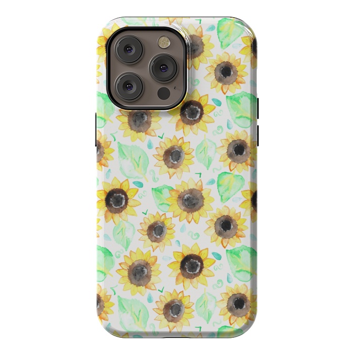 iPhone 14 Pro max StrongFit Cheerful Watercolor Sunflowers by Tangerine-Tane