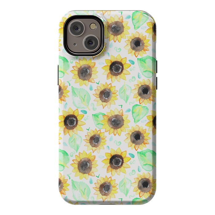 iPhone 14 Plus StrongFit Cheerful Watercolor Sunflowers by Tangerine-Tane