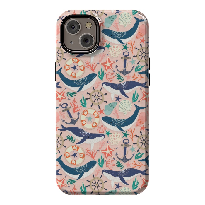 iPhone 14 Plus StrongFit Whale Song on Coral Blush by Tangerine-Tane