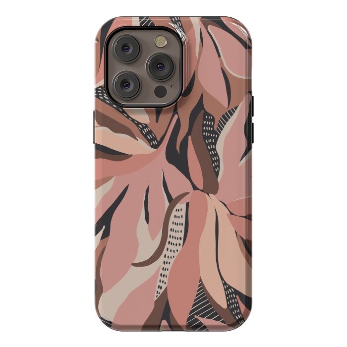 iPhone 14 Pro max StrongFit Abstract pink leaves I by Mmartabc