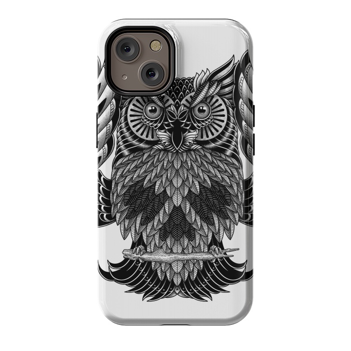 iPhone 14 StrongFit Owl Skull Ornate (White) by Afif Quilimo