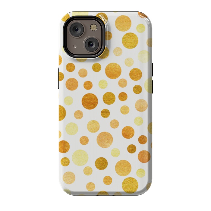iPhone 14 StrongFit Gold Polka Dots  by Tigatiga
