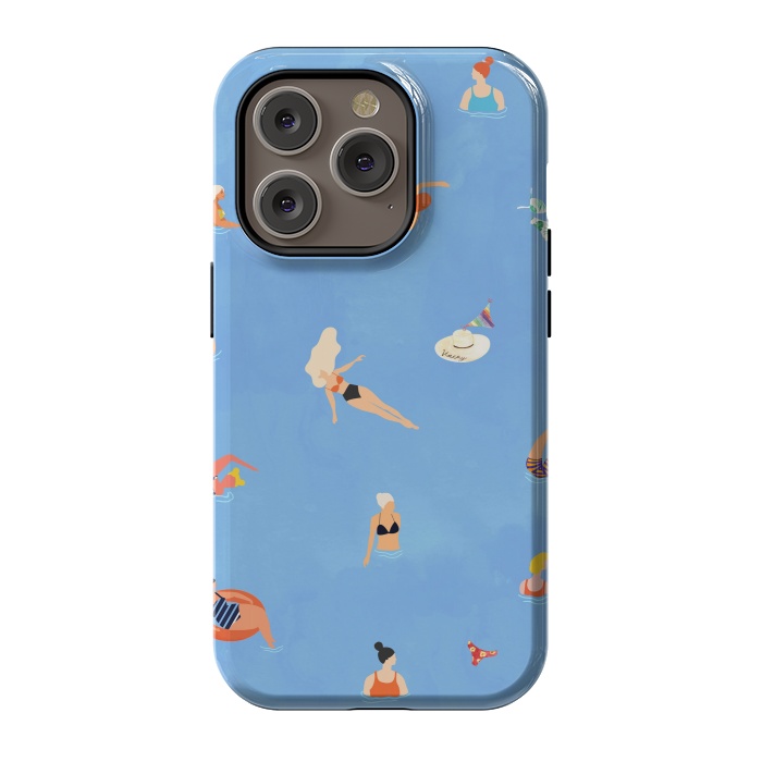 iPhone 14 Pro StrongFit Summer Weekend in The Ocean Watercolor Swim Painting | Travel People Chic Eclectic Boho Fun by Uma Prabhakar Gokhale