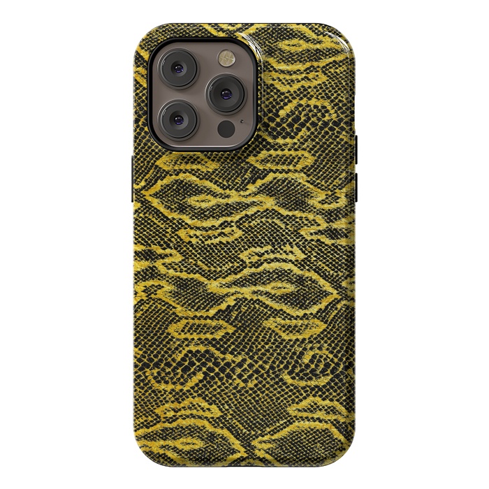 iPhone 14 Pro max StrongFit Black and Gold Snake Skin I by Art Design Works