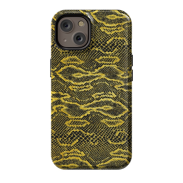 iPhone 14 StrongFit Black and Gold Snake Skin I by Art Design Works