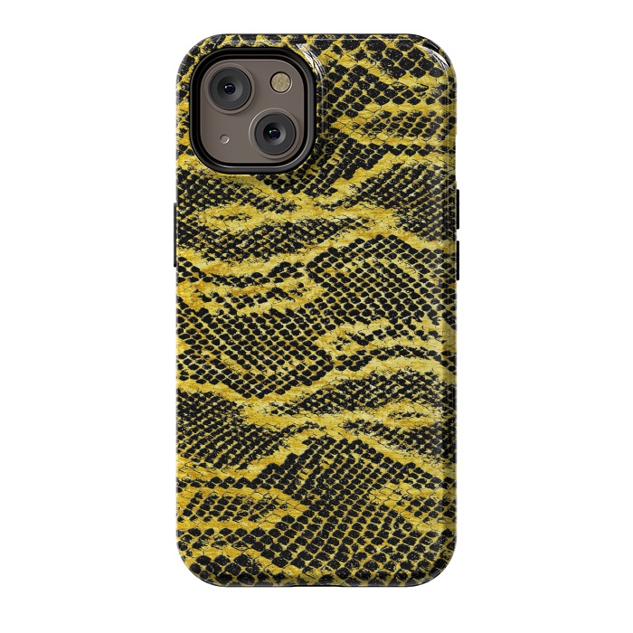 iPhone 14 StrongFit Black and Gold Snake Skin II by Art Design Works