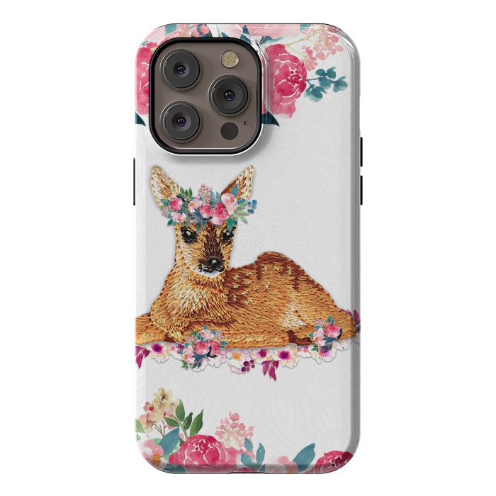 iPhone 14 Pro max StrongFit Flower Friends Fawn Lace by Monika Strigel