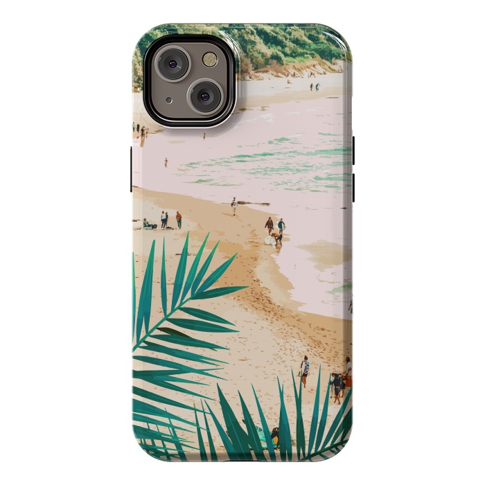 iPhone 14 Plus StrongFit Beach Weekend | Pastel Ocean Sea Tropical Travel | Scenic Sand Palm People Boho Vacation by Uma Prabhakar Gokhale