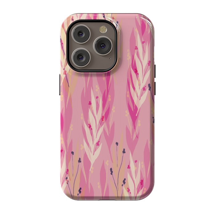 iPhone 14 Pro StrongFit pink leaf pattern by MALLIKA