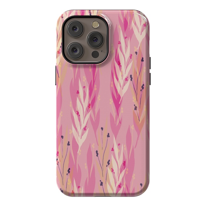 iPhone 14 Pro max StrongFit pink leaf pattern by MALLIKA
