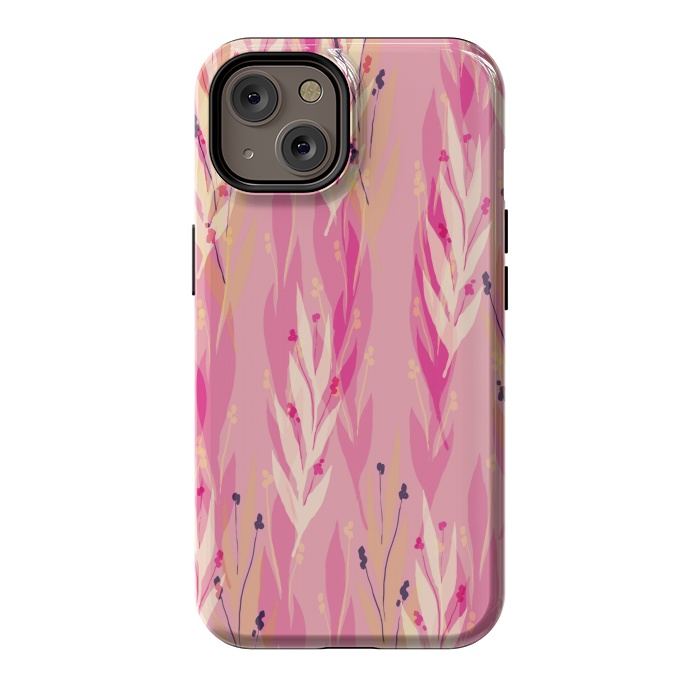 iPhone 14 StrongFit pink leaf pattern by MALLIKA