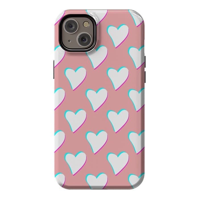 iPhone 14 Plus StrongFit Retro Pink Hearts by Julie Erin Designs
