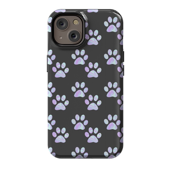 iPhone 14 StrongFit Pastel Paw Prints Pattern by Julie Erin Designs