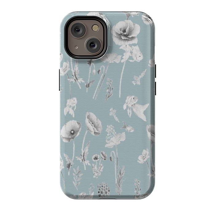 iPhone 14 StrongFit Fishes & Garden-Powder Blue by ''CVogiatzi.