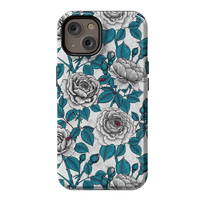 iPhone 14 StrongFit  White roses and ladybugs by Katerina Kirilova