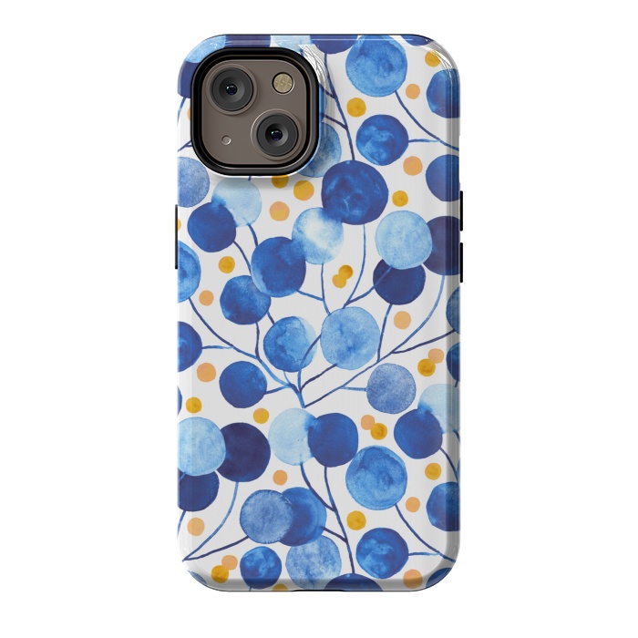 iPhone 14 StrongFit Pompom Plants in Cobalt & Gold by Tigatiga