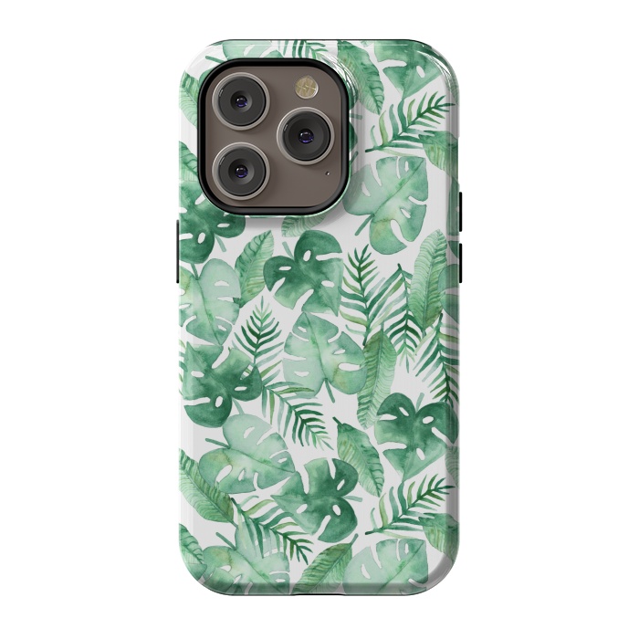 iPhone 14 Pro StrongFit Tropical Jungle on White by Tangerine-Tane