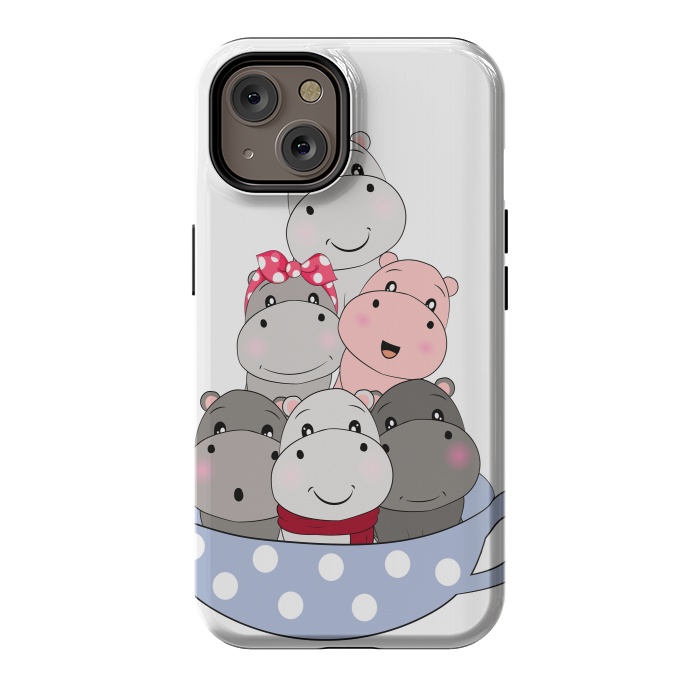 iPhone 14 StrongFit cute hippos by haroulita