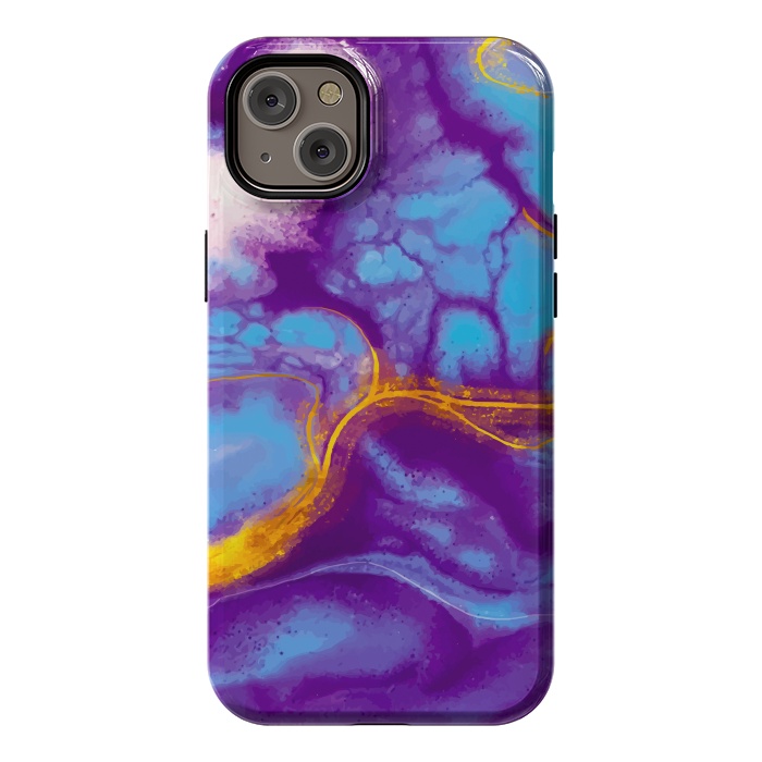 iPhone 14 Plus StrongFit blue purple gold marble by haroulita