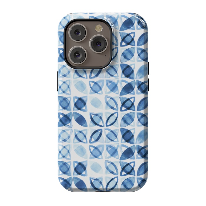 iPhone 14 Pro StrongFit Blue Watercolor Pattern  by Tigatiga