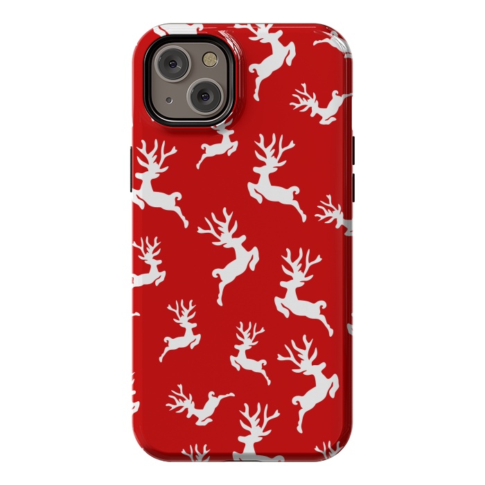 iPhone 14 Plus StrongFit white christmas deer by MALLIKA