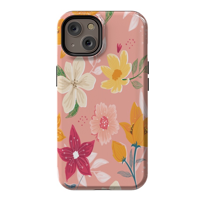iPhone 14 StrongFit peach floral print by MALLIKA