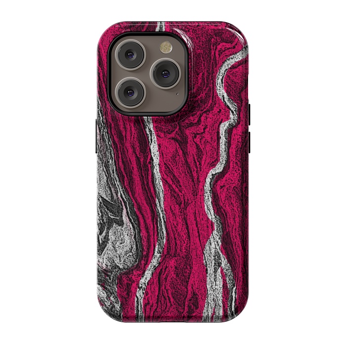 iPhone 14 Pro StrongFit Pink and white marble textured design by Josie