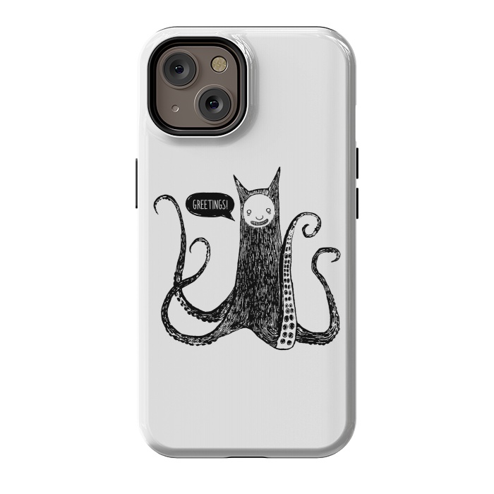 iPhone 14 StrongFit Greetings from the kraken cat by Laura Nagel