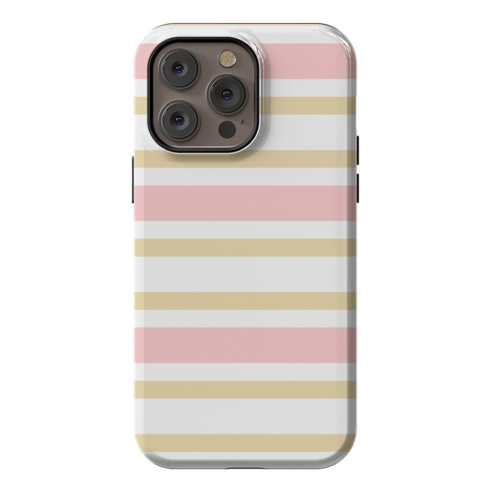 iPhone 14 Pro max StrongFit pink golden stripes pattern by MALLIKA