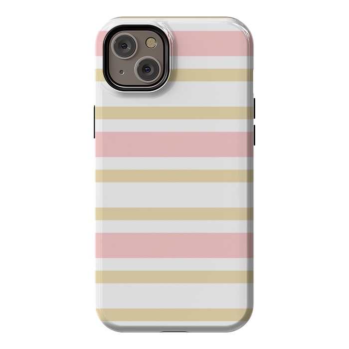 iPhone 14 Plus StrongFit pink golden stripes pattern by MALLIKA