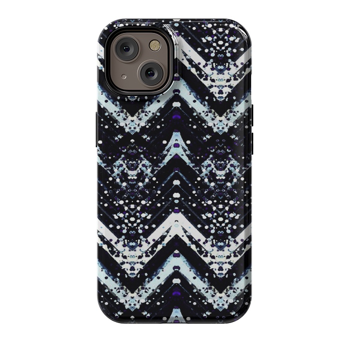 iPhone 14 StrongFit Snowy mountains zigzag ethnic pattern by Oana 