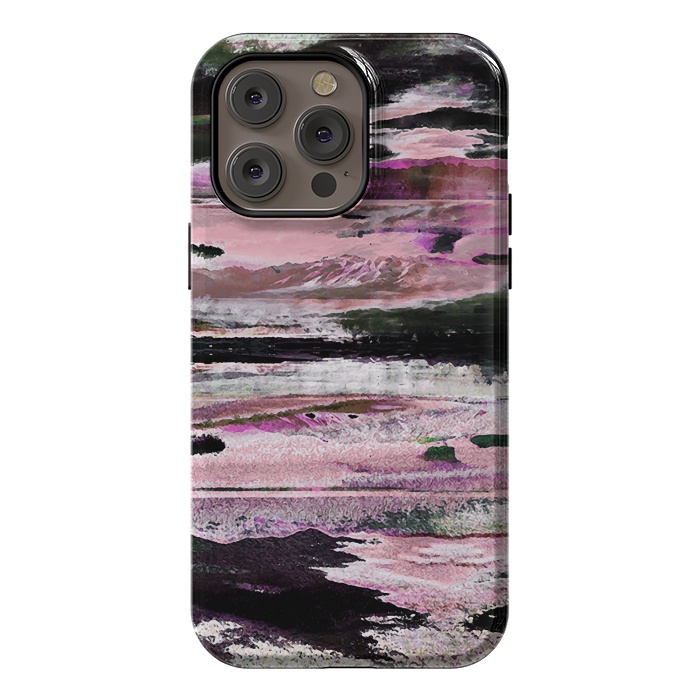 iPhone 14 Pro max StrongFit Faded pink mountain sunset landscape by Oana 