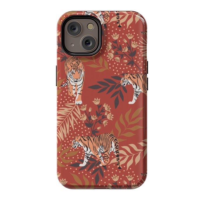 iPhone 14 StrongFit Tigers. Red pattern by Julia Badeeva