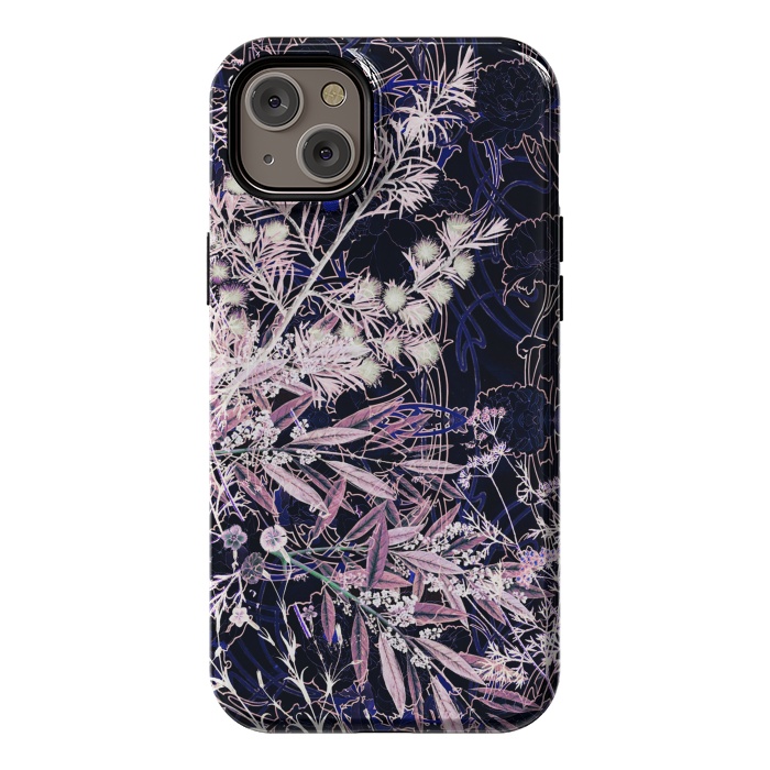 iPhone 14 Plus StrongFit Pink purple botanical illustration by Oana 