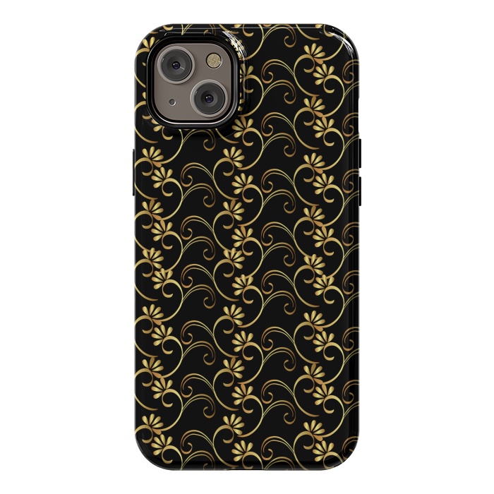 iPhone 14 Plus StrongFit golden black floral pattern by MALLIKA