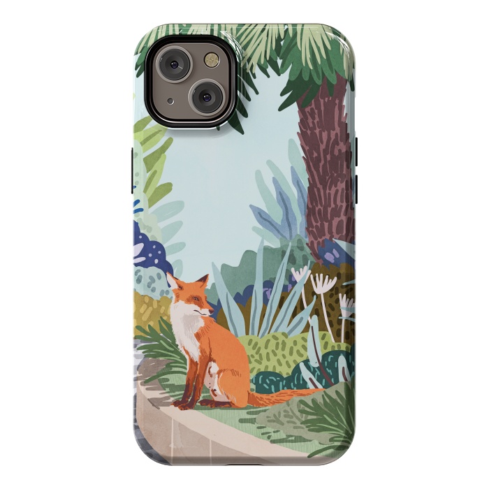 iPhone 14 Plus StrongFit Fox in The Garden | Animals Wildlife Botanical Nature Painting | Boho Colorful Jungle Illustration by Uma Prabhakar Gokhale